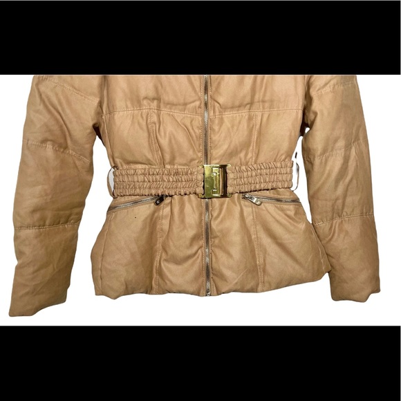 Zara Woman Beige Camel Down Belted Puffer Jacket Coat Size XS - Picture 6 of 17